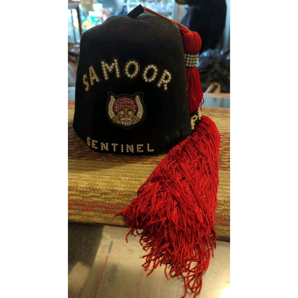 Masonic Fez Hat Tassel SAMOOR Sentinel Sparky Screwballs Free Mason Rhinestones